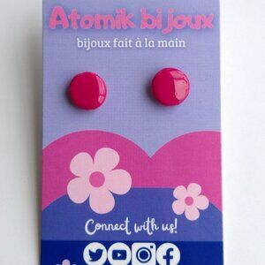 Handmade pink polymer clay earrings. Boucles d'oreilles fait à la main